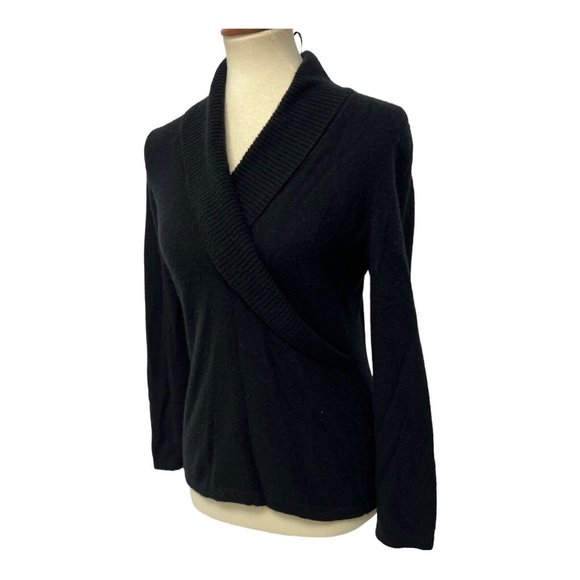Jones New York Women's Long Sleeve Black Front Wrap V-Neck Sweater Size M - Picture 4 of 11